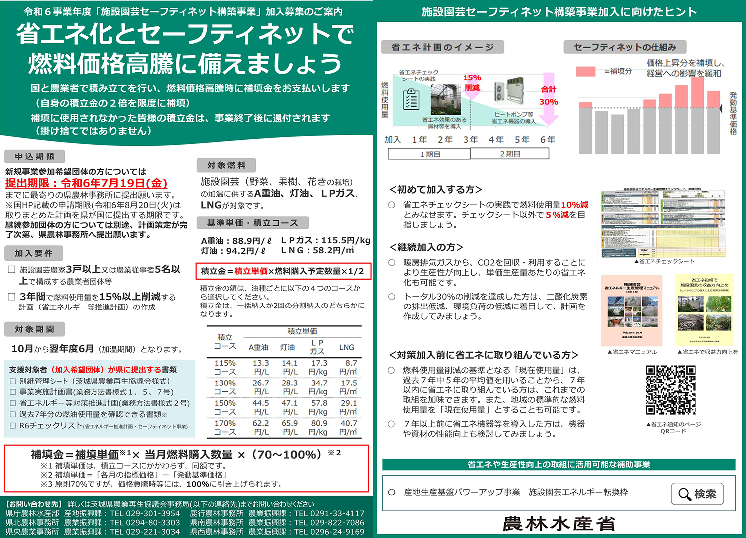 令和6事業年度施設園芸等燃料価格高騰対策公募について