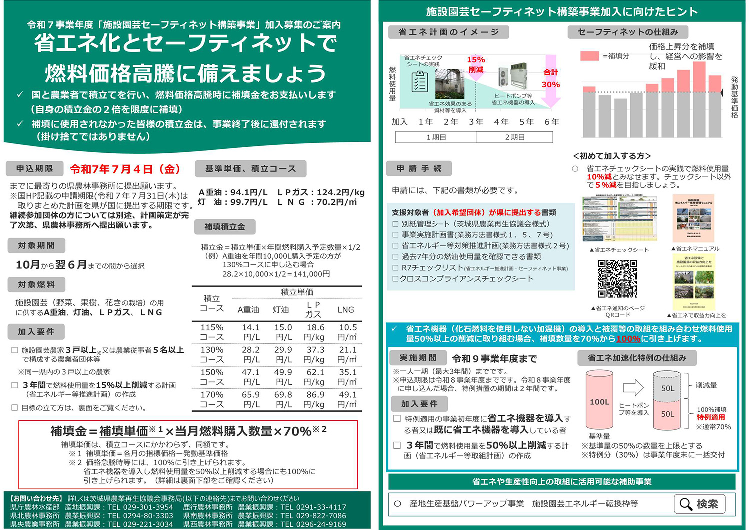 令和7事業年度施設園芸等燃料価格高騰対策公募について